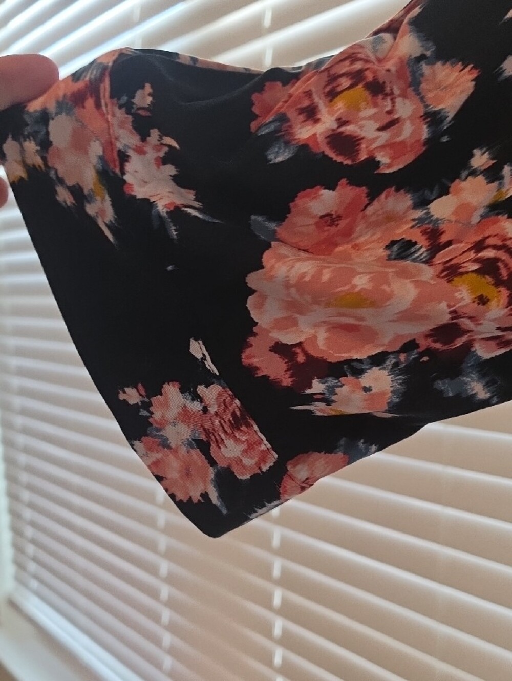 torrid Black Floral Midi Dress with Pink Roses and Blue Leaves - Picture 5 of 7